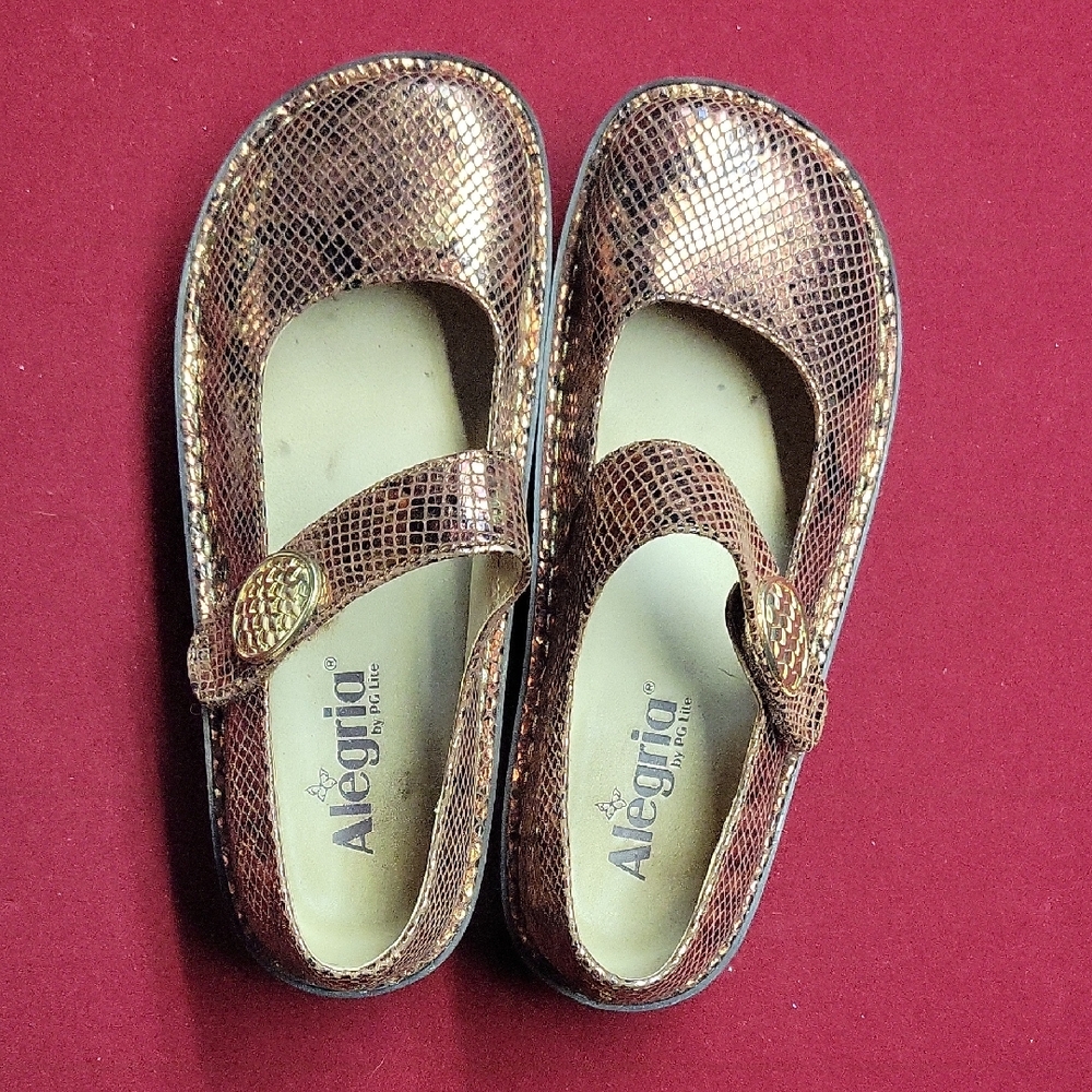Alegria Metallic Rose Gold Mary Jane Flats